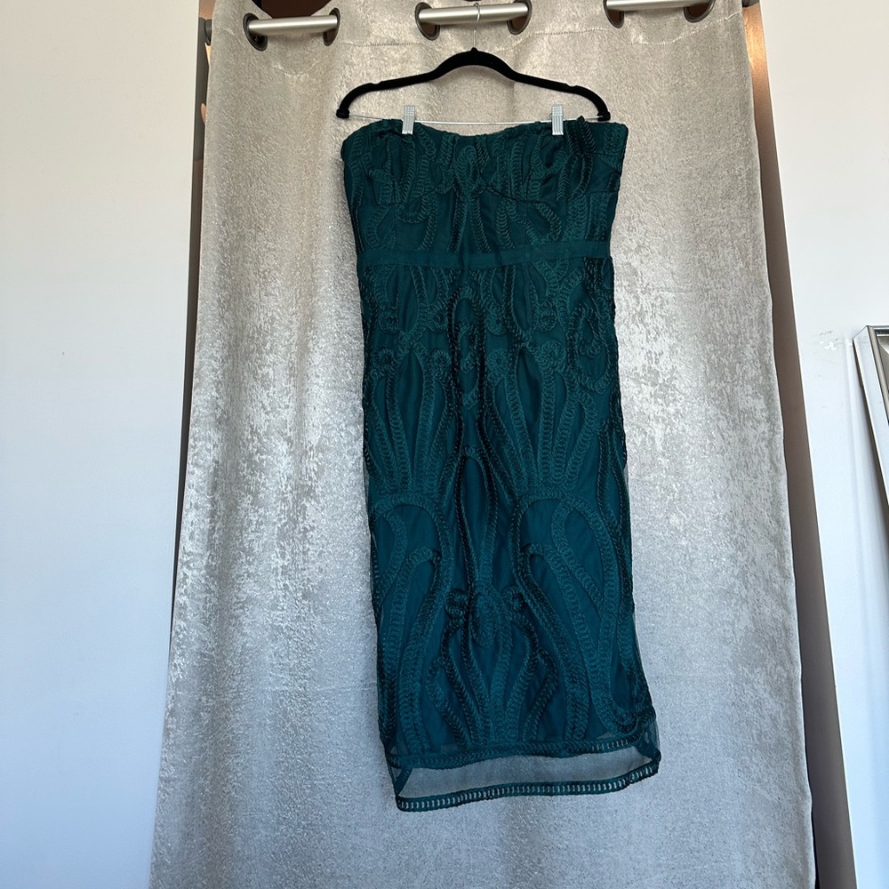 City Chic-green strapless dress